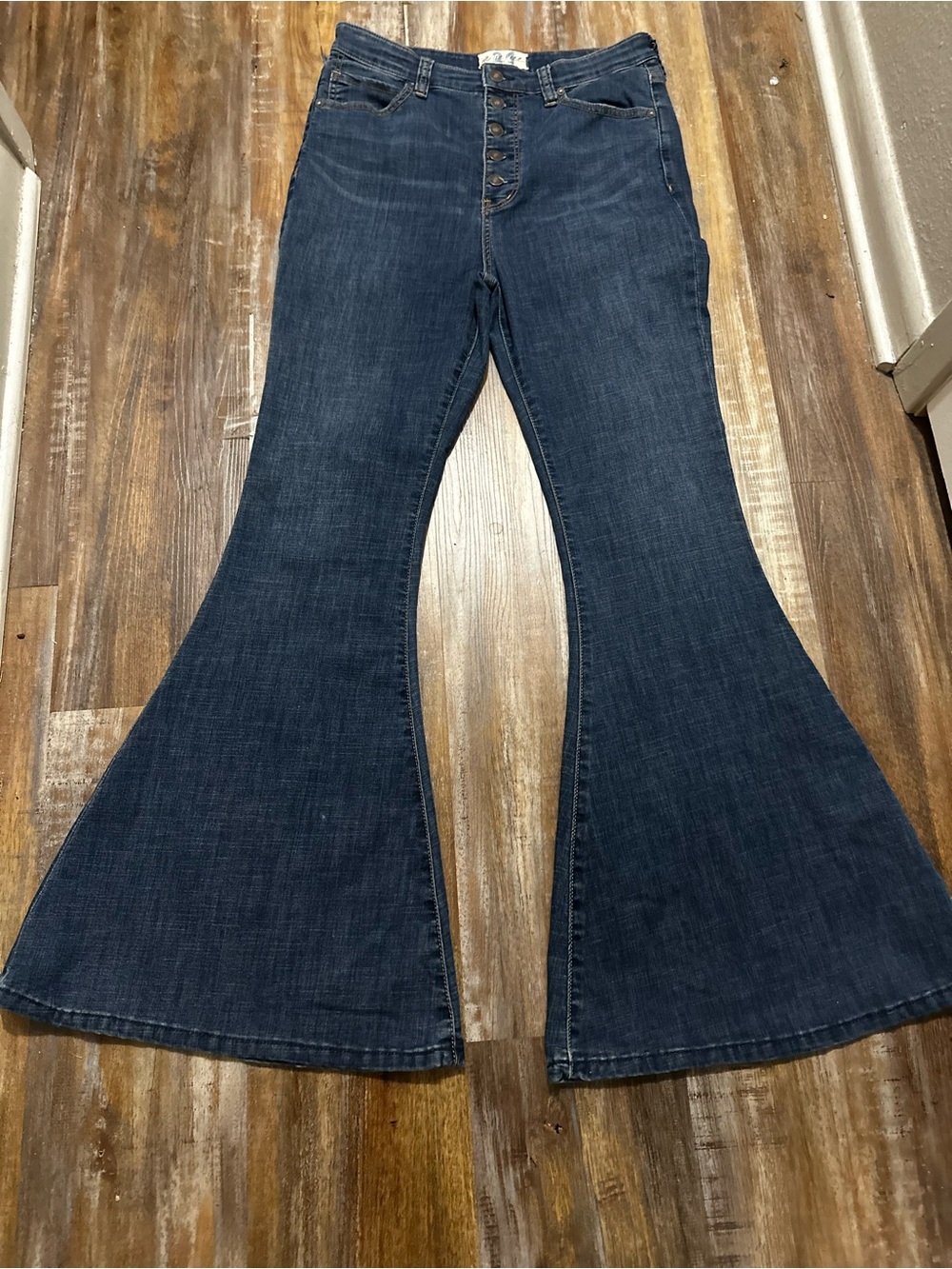 Free People Dark Blue Women's High-Waist Flare Jeans